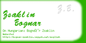 zsaklin bognar business card
